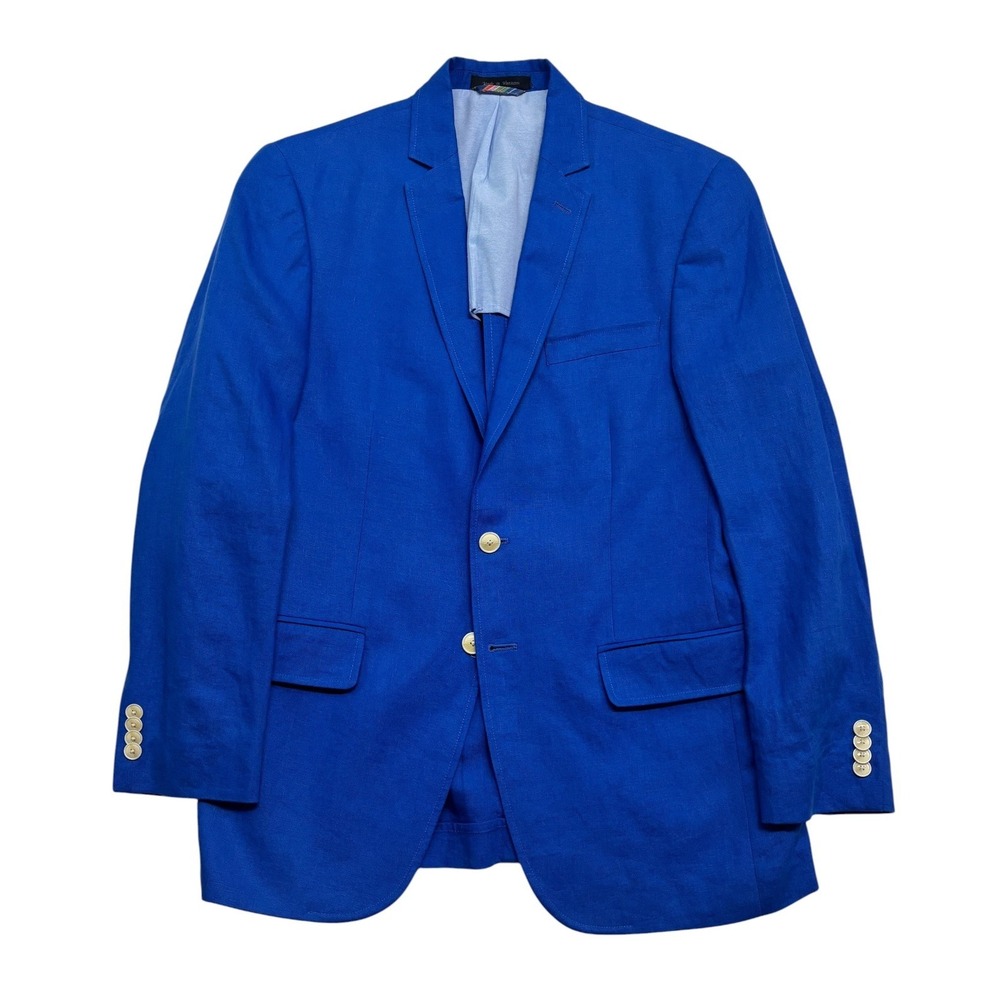 Sean John 38S Royal Blue 100% Linen Blazer Jacket Sport Suit Coat Soft Shoulder